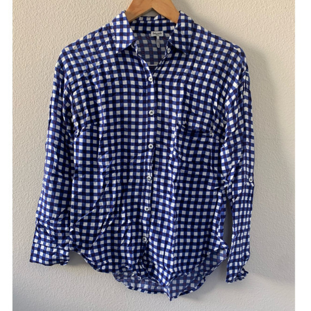 Splendid Gingham Button Down Navy‎ - Picture 4 of 9